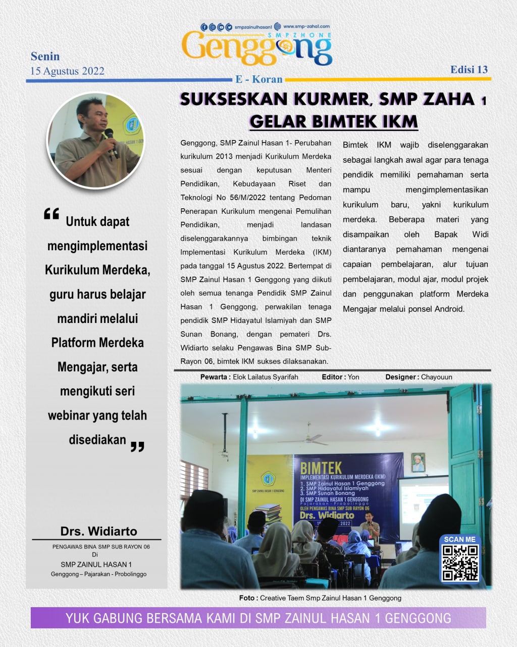 SUKSESKAN KURMER, SMP ZAHA 1 GELAR BIMTEK IKM